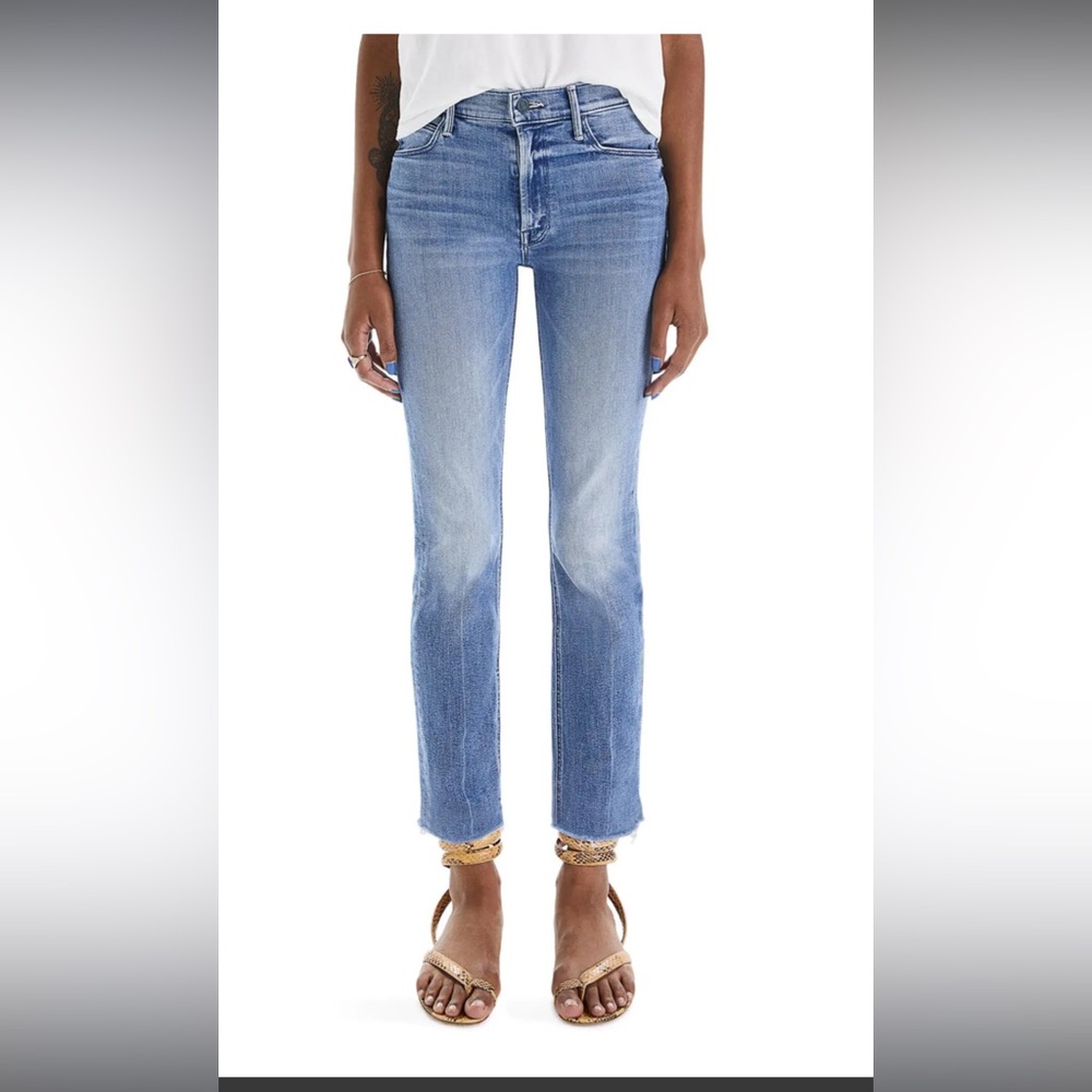 MOTHER Women's Straight Leg Blue Jeans